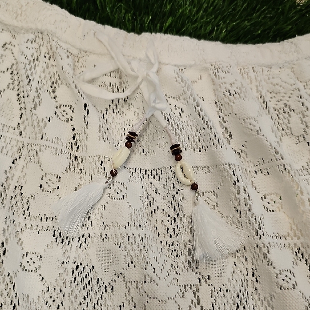 Cream Embellished Midi Pencil Skirt Resort Wear - Picture 3 of 9